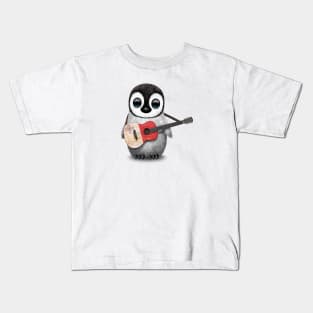 Baby Penguin Playing Maltese Flag Guitar Kids T-Shirt